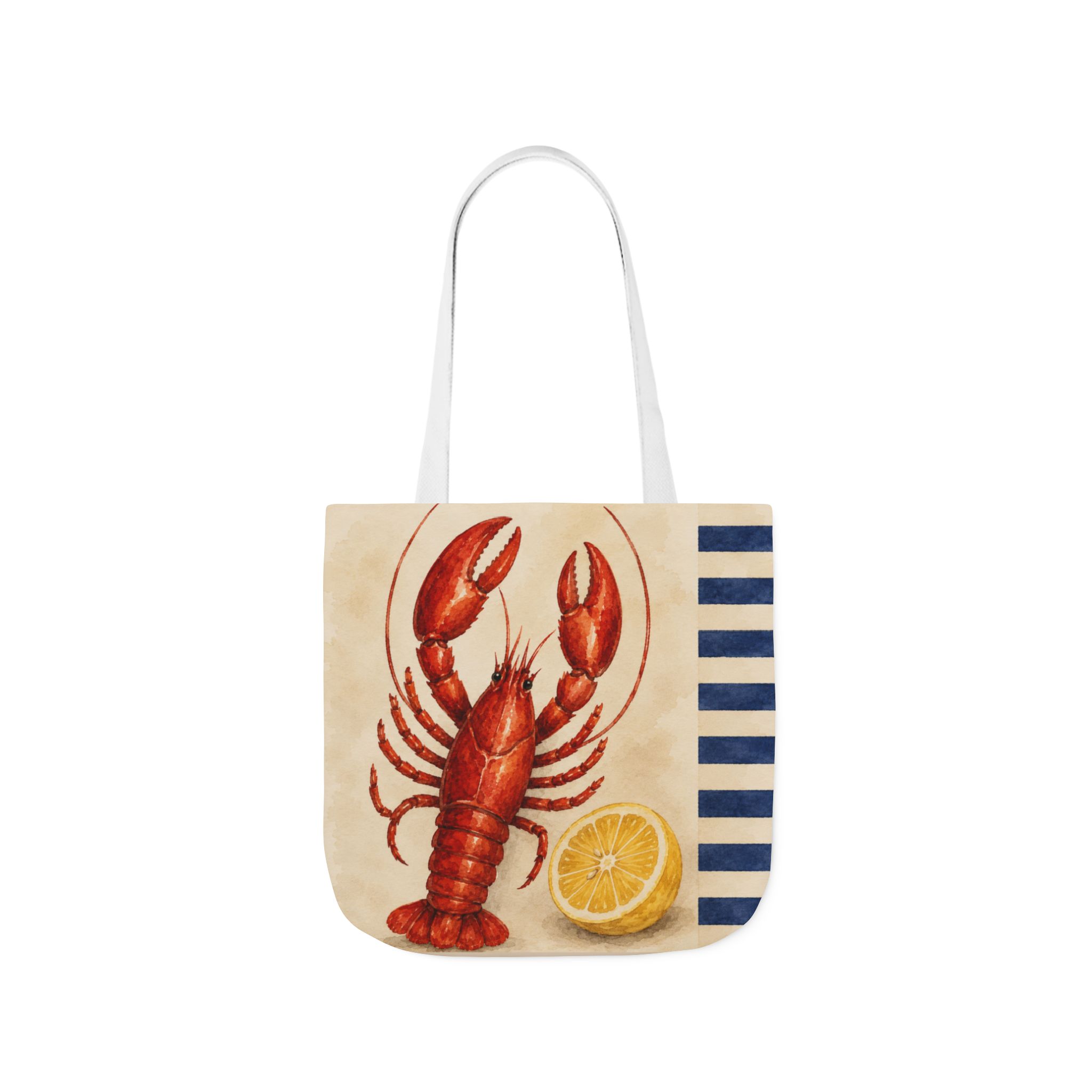 Lobster & Lemon Striped Canvas Tote – Coastal Nautical Reusable Beach & Grocery Bag - Image 26