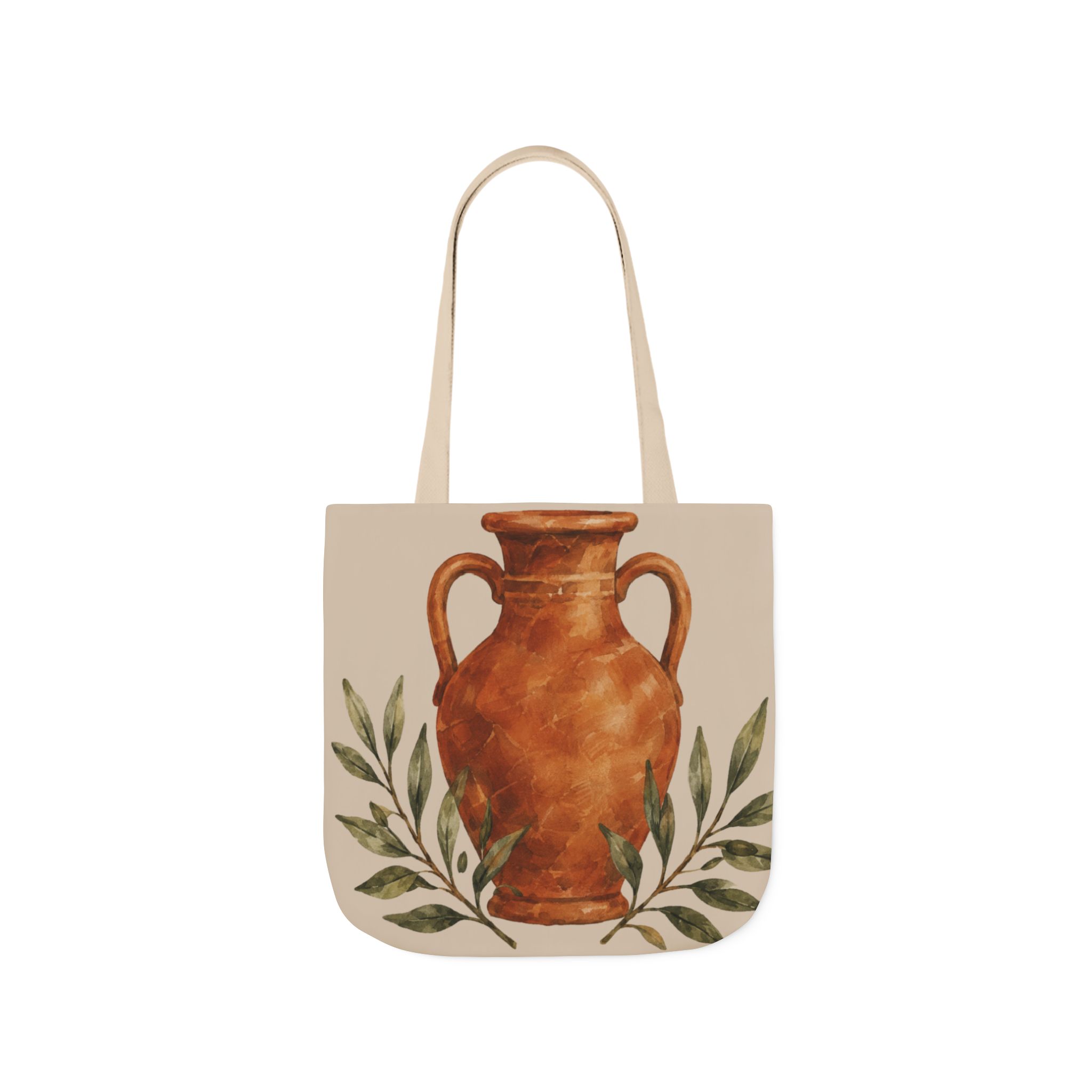 Terracotta Vase Canvas Tote Bag – Mediterranean Art Shopping Bag - Image 3