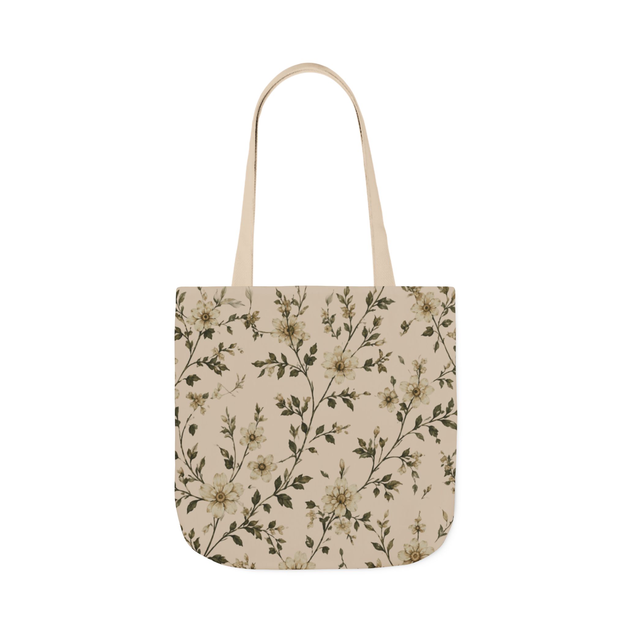Sage Blossom Floral Tote Bag – Sage Green Botanical Canvas Shopping Bag - Image 8