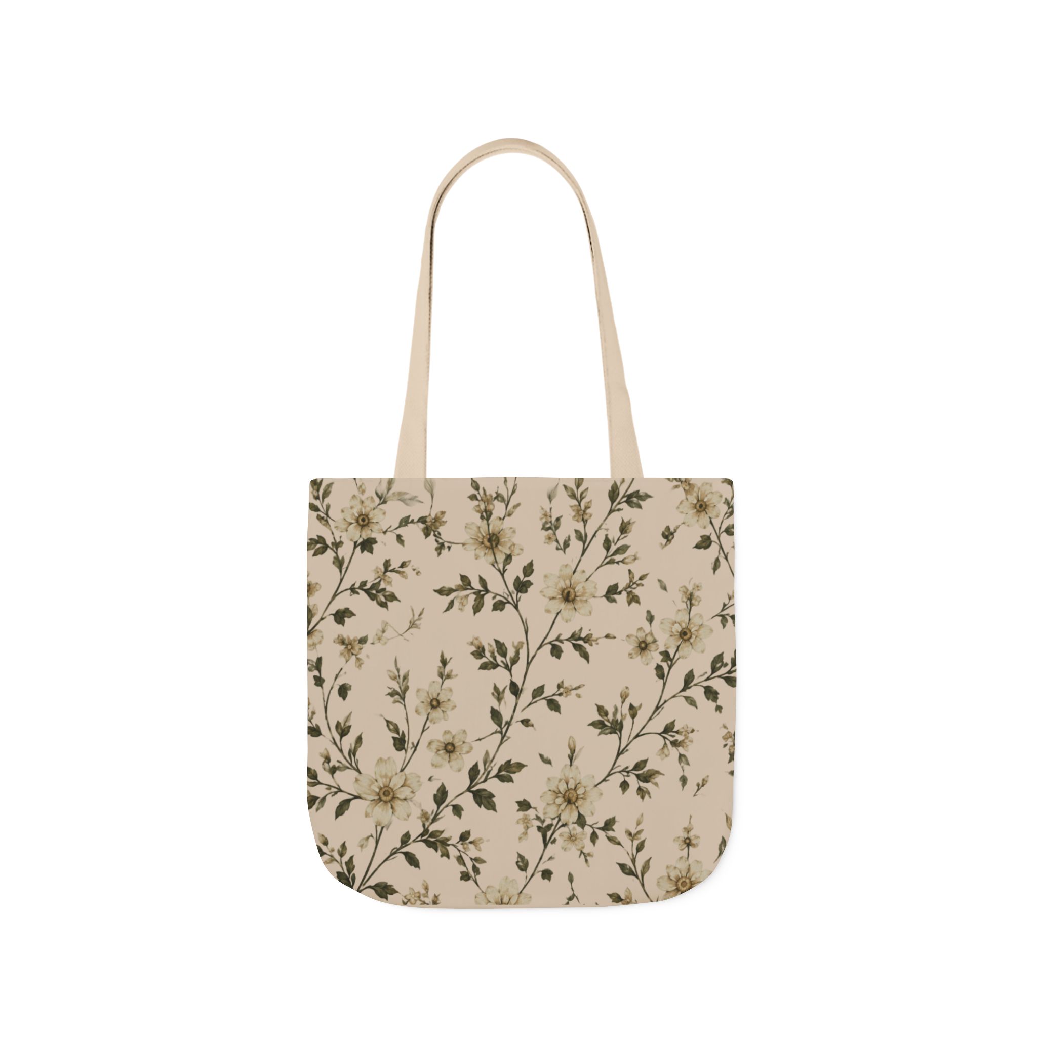 Sage Blossom Floral Tote Bag – Sage Green Botanical Canvas Shopping Bag