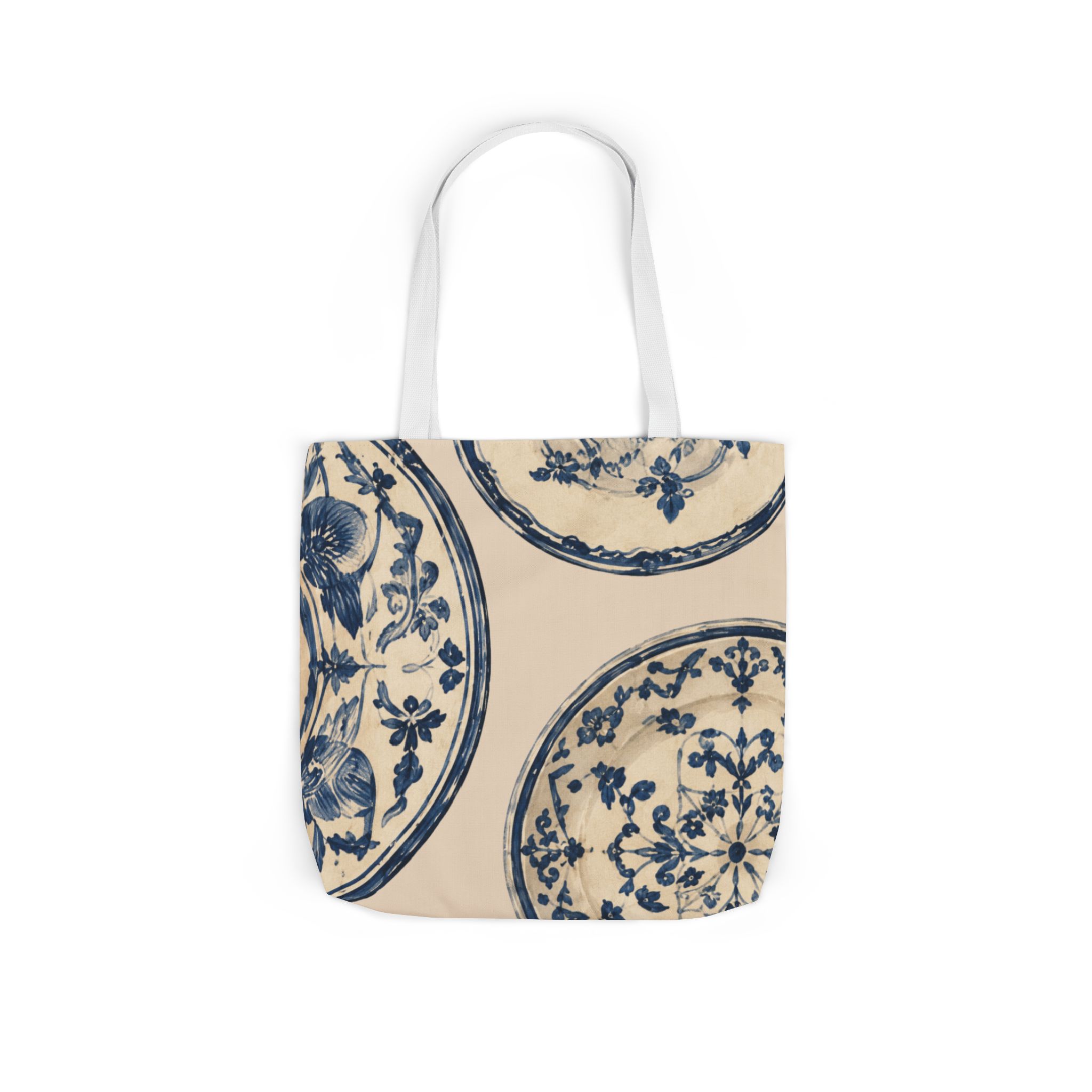 Blue Delft Plate Canvas Tote — Vintage Floral Pattern Reusable Beach & Grocery Bag - Image 17