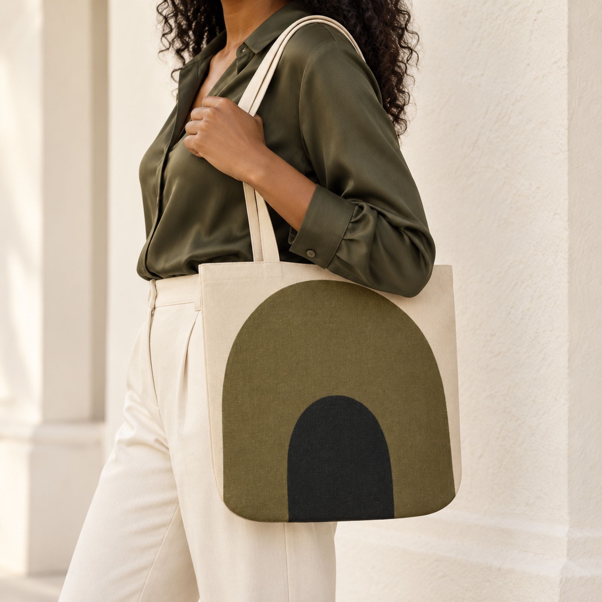 Olive Arch Canvas Tote Bag - Image 3