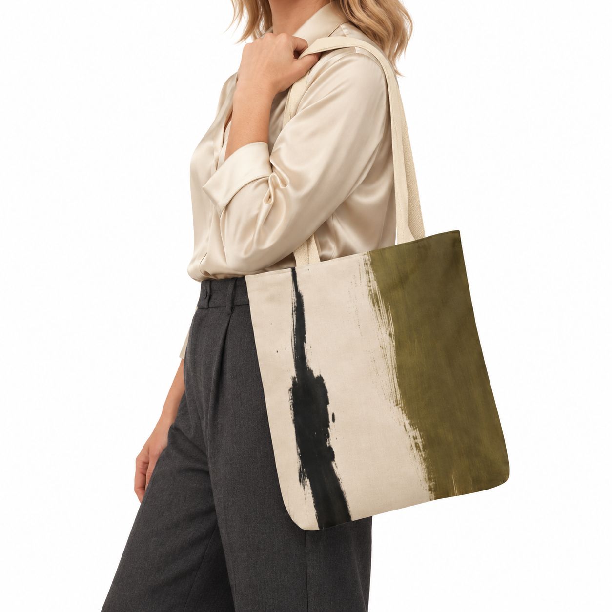 Olive Wash Canvas Tote Bag - Image 2