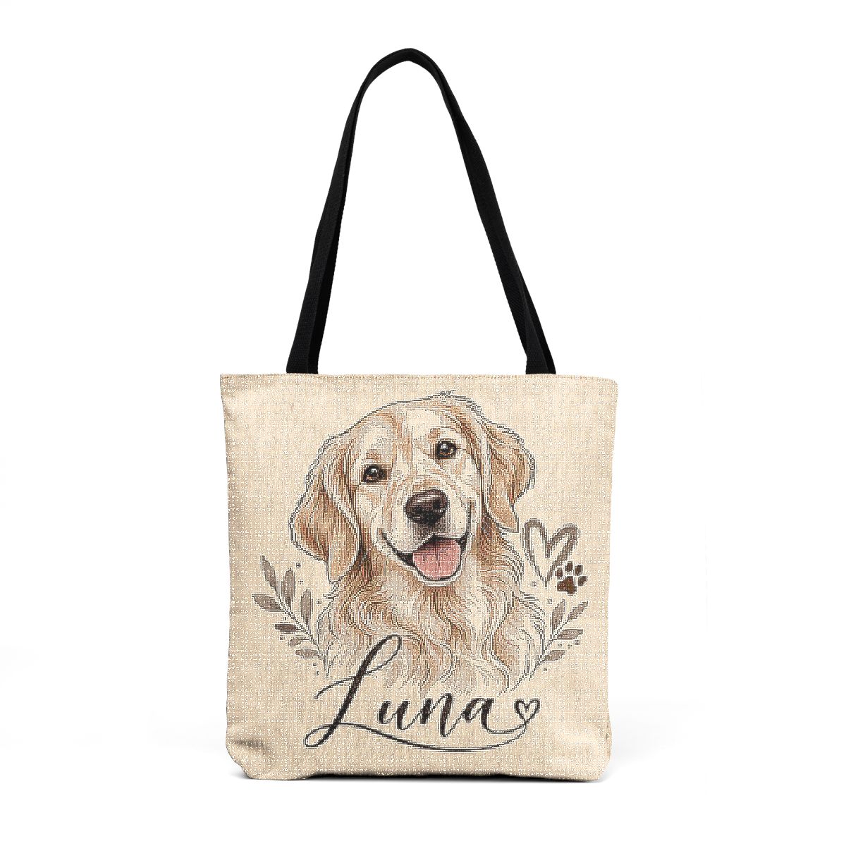 Woven Tote — Customizable Neutral Burlap Design Tote Bag - Image 3