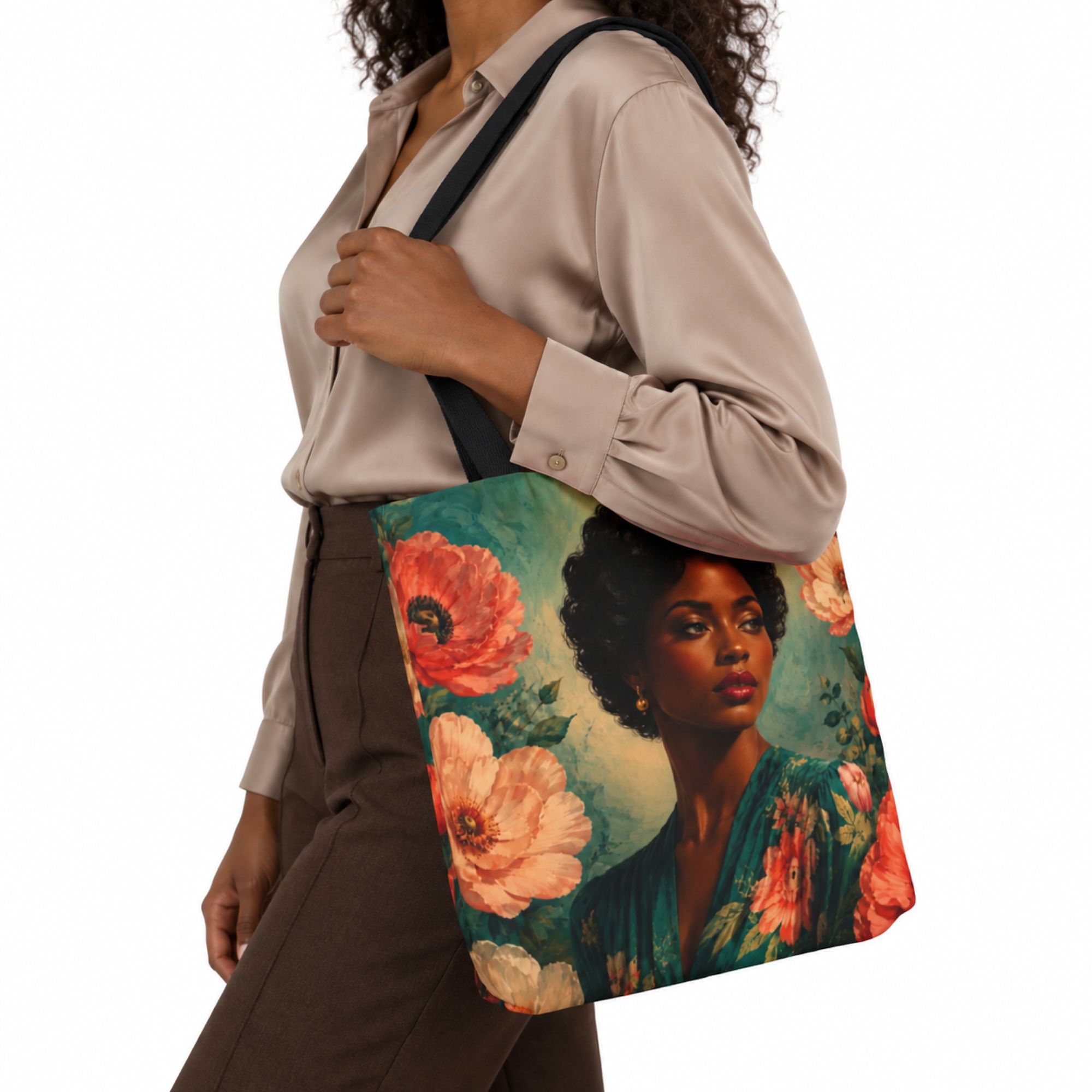 Emerald Bloom Canvas Tote Bag - Image 3