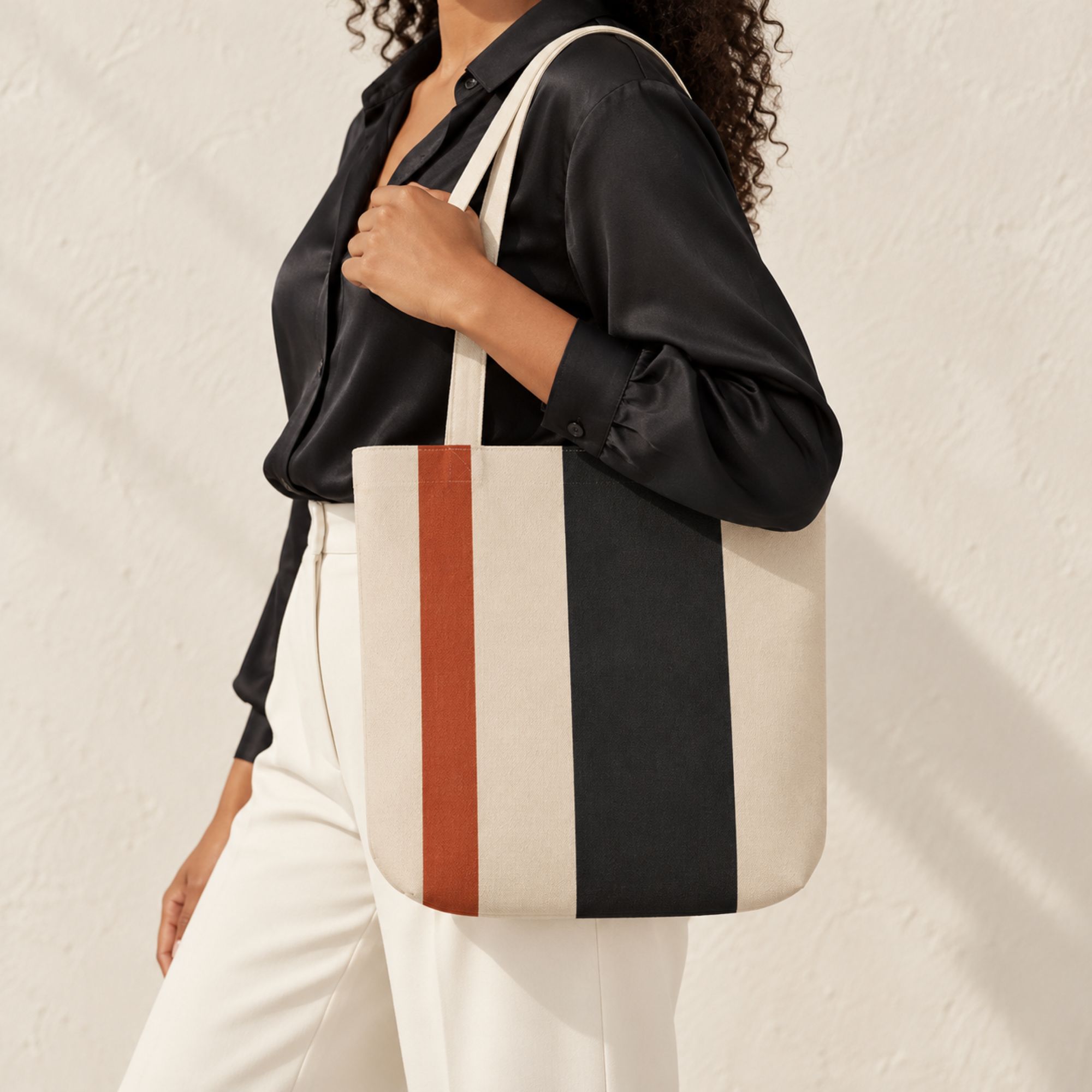 Terra Stripe Canvas Tote Bag - Image 2